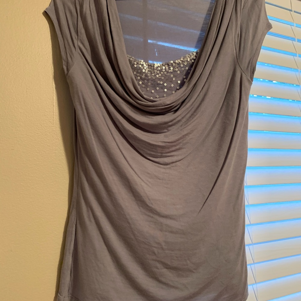 Ruched crowl neck blouse from Express.